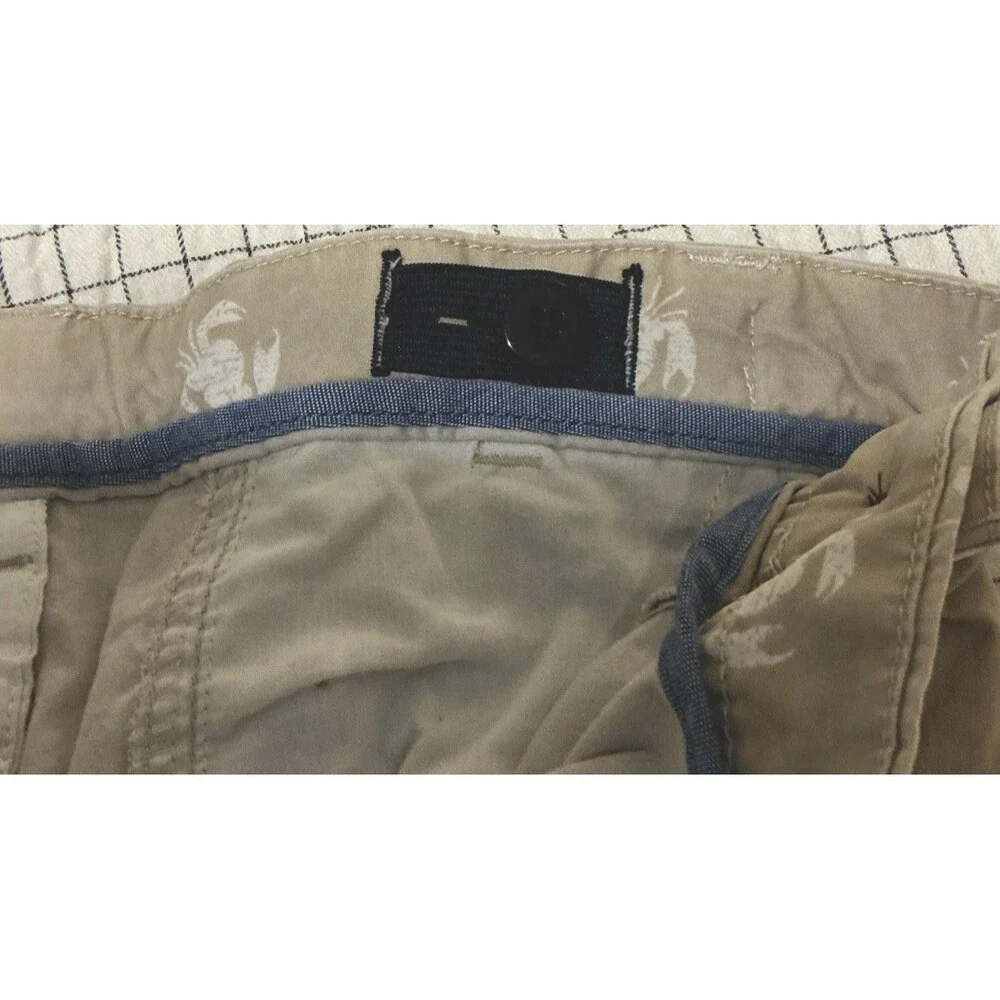 ❤️ Lands End Boy 12H Cargo Shorts Khaki Crabs Nautical Summer Adjustable Waist